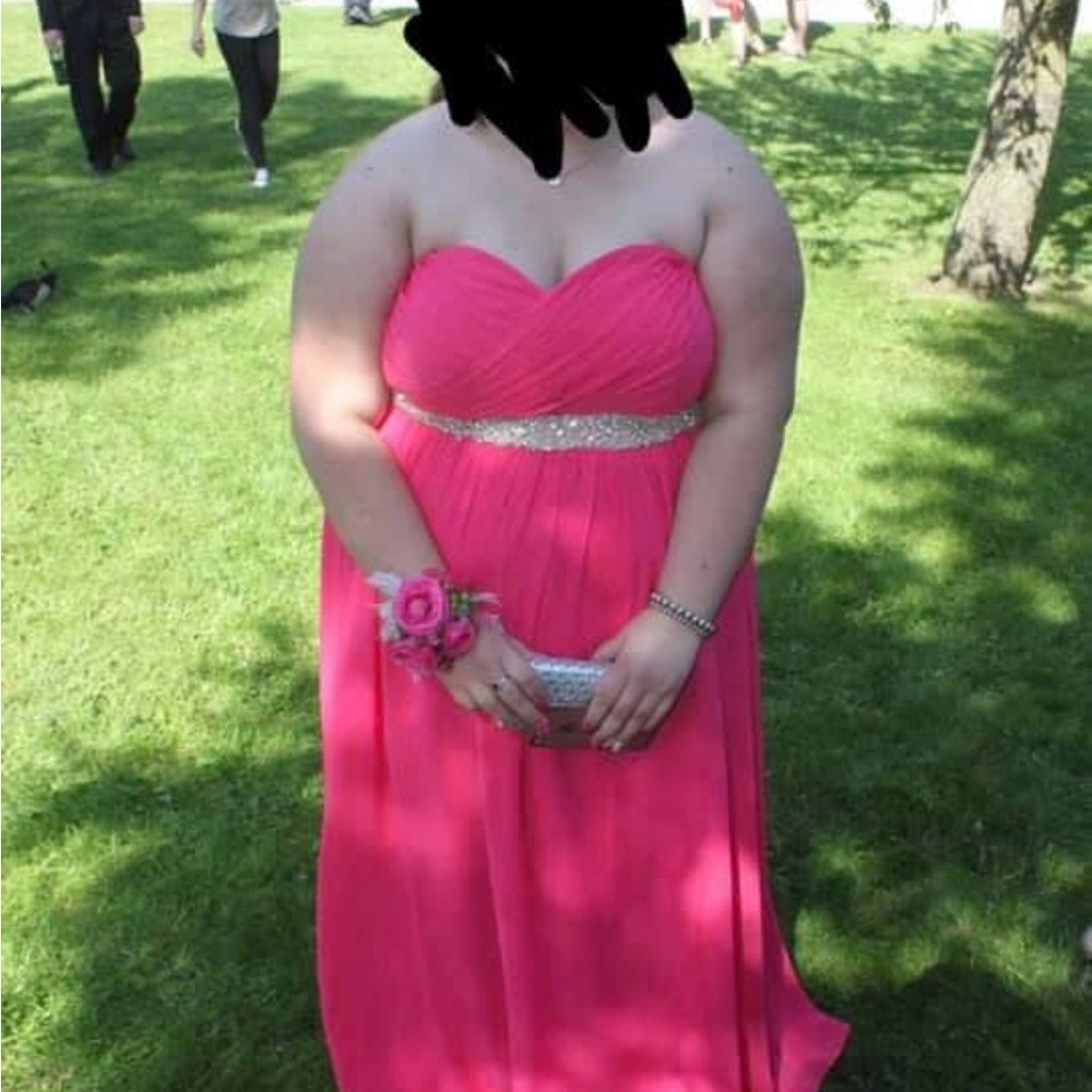 Strapless Hot Pink Prom Dress